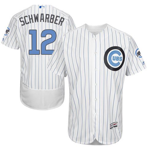 Cubs #12 Kyle Schwarber White(Blue Strip) Flexbase Authentic Collection Father's Day Stitched MLB Jersey